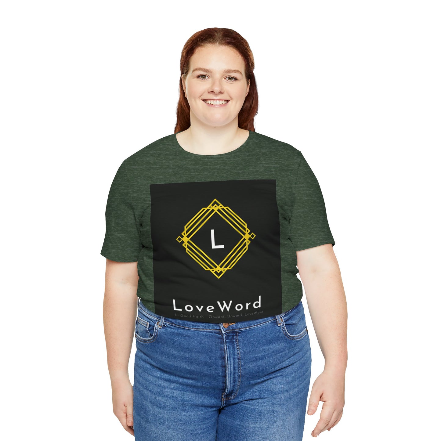 LoveWord Monogram Tee — Geometric Gold Emblem T‑Shirt
