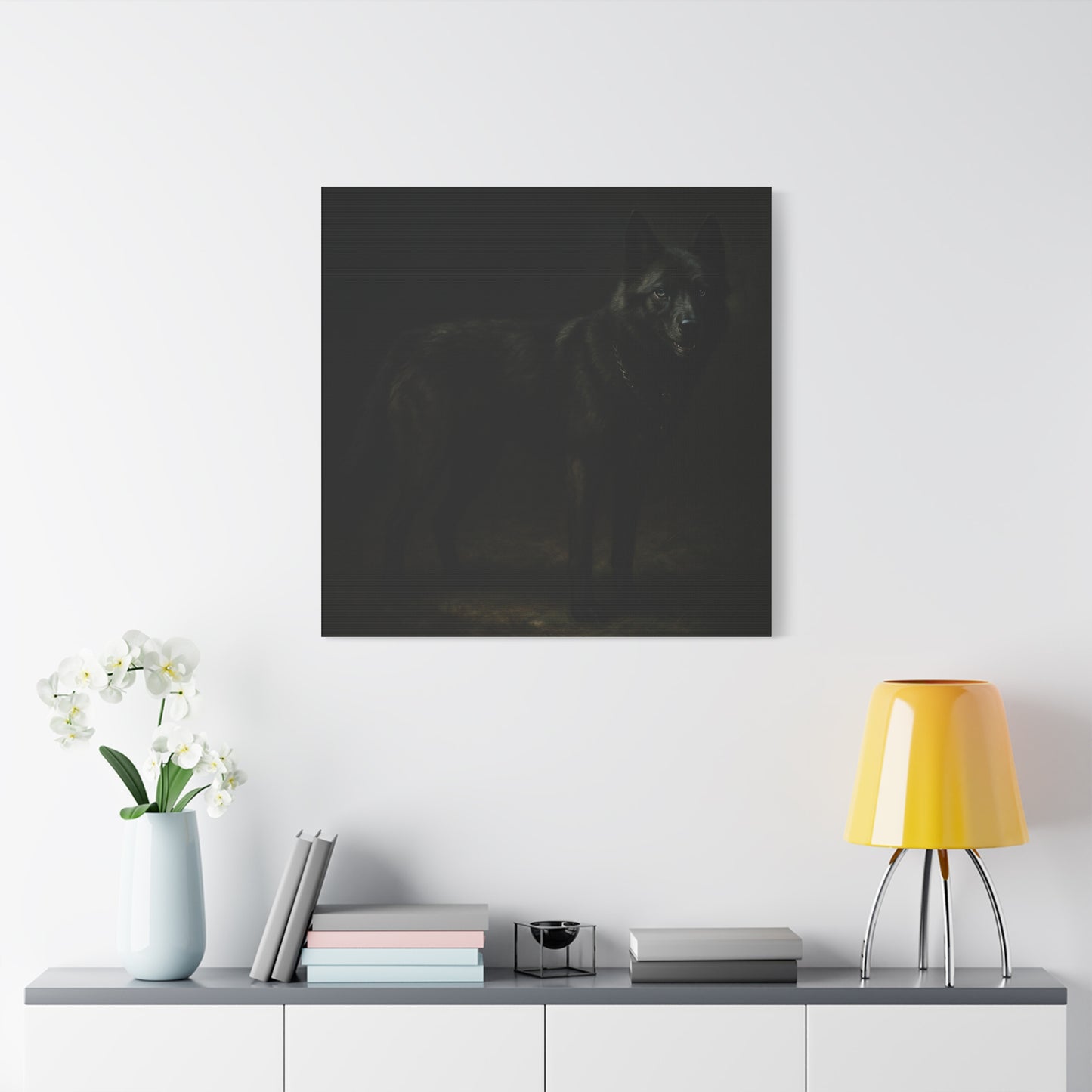 Odin – The Dark Majesty” Premium Poster Print, Black German Shepherd Canvas Wall Art — Dark Moody Animal Portrait
