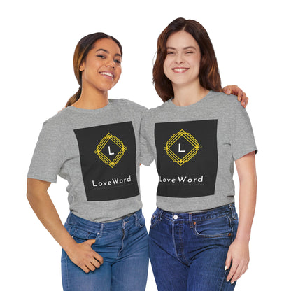 LoveWord Monogram Tee — Geometric Gold Emblem T‑Shirt