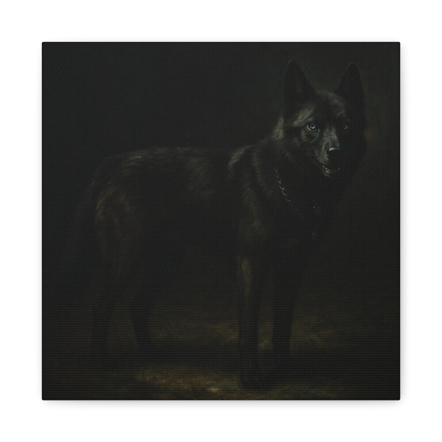 Odin – The Dark Majesty” Premium Poster Print, Black German Shepherd Canvas Wall Art — Dark Moody Animal Portrait