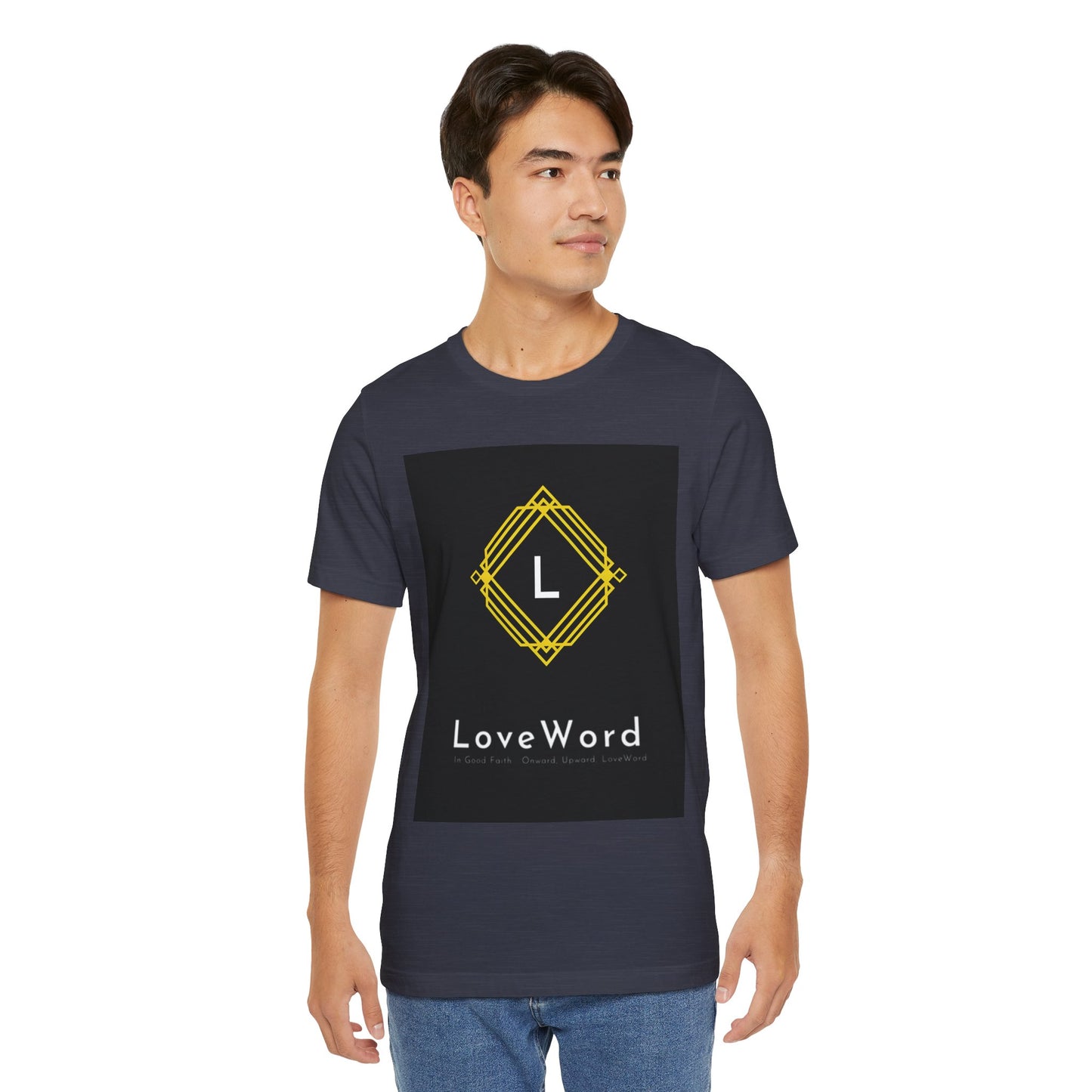 LoveWord Monogram Tee — Geometric Gold Emblem T‑Shirt