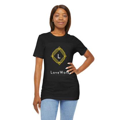 LoveWord Monogram Tee — Geometric Gold Emblem T‑Shirt