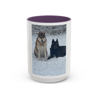 Wolf Pair Accent Coffee Mug  Photo Mug with Huskies in Snow (11/15 oz)