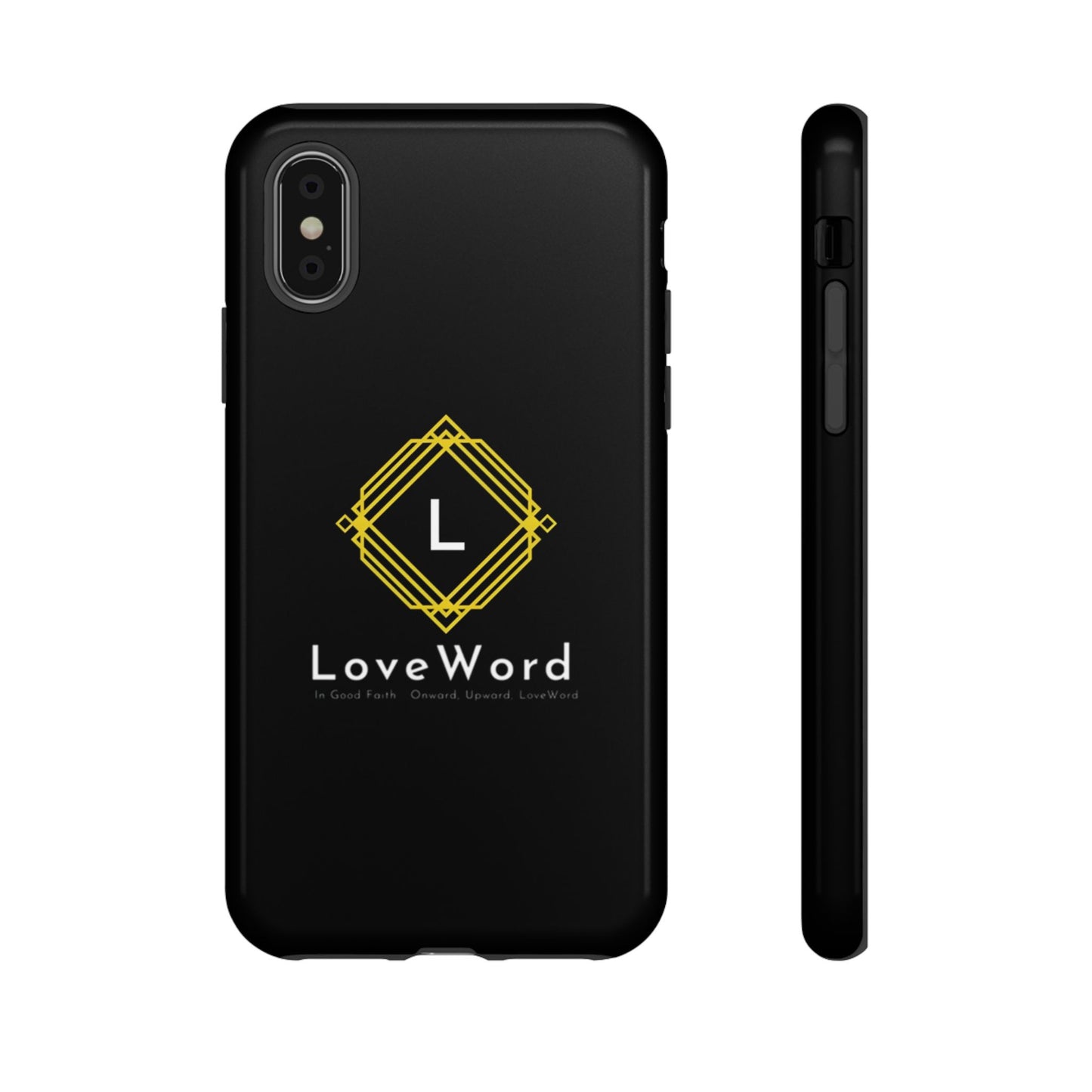 LoveWord Monogram Tough Phone Case — Black Protective iPhone Cover