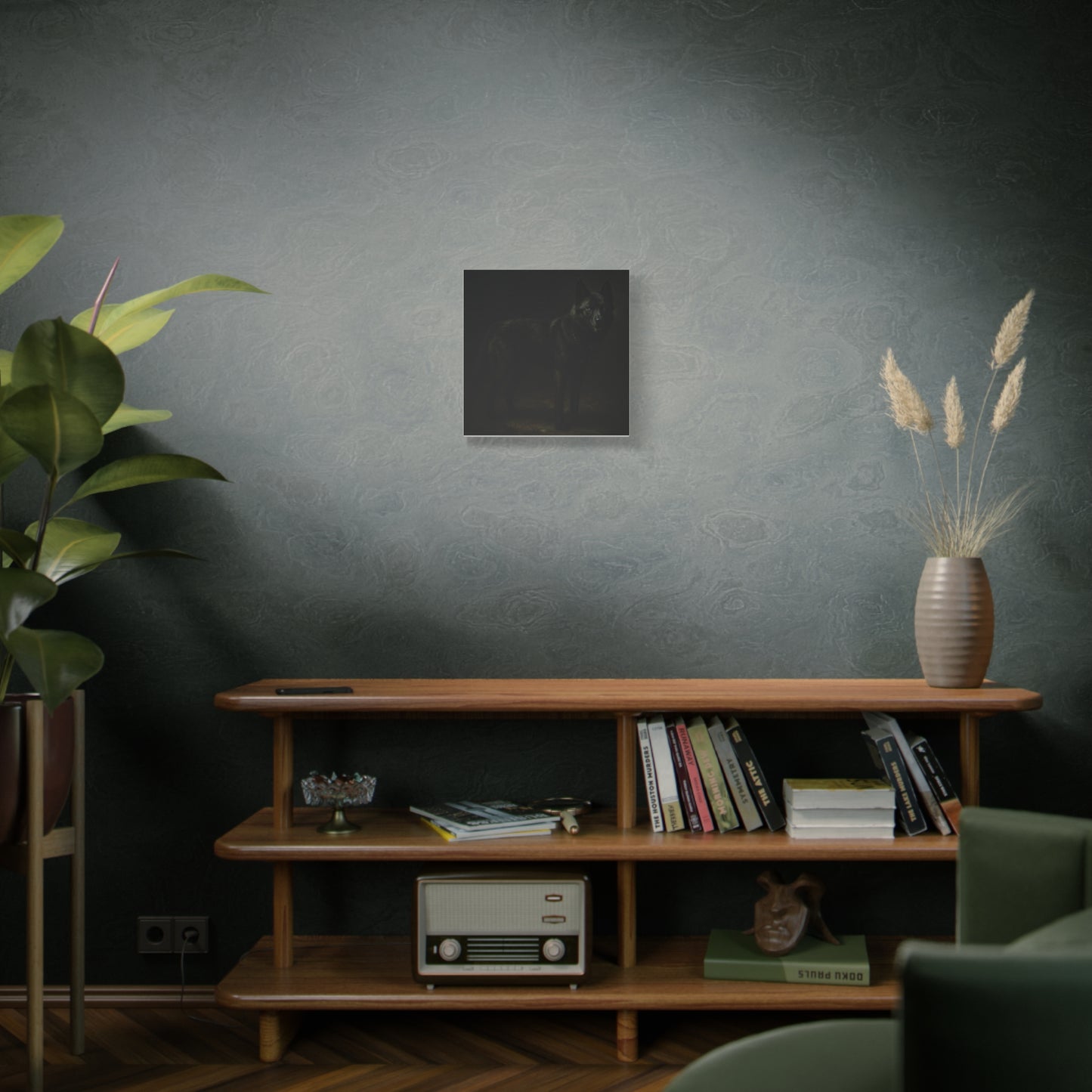 Odin – The Dark Majesty” Premium Poster Print, Black German Shepherd Canvas Wall Art — Dark Moody Animal Portrait