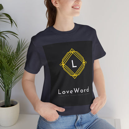 LoveWord Monogram Tee — Geometric Gold Emblem T‑Shirt