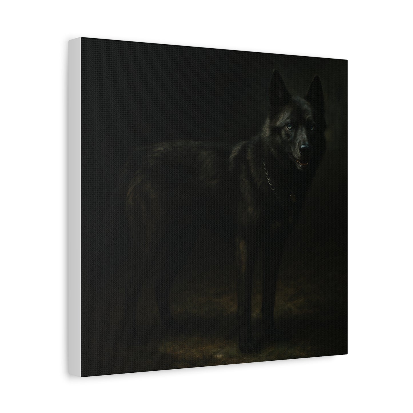 Odin – The Dark Majesty” Premium Poster Print, Black German Shepherd Canvas Wall Art — Dark Moody Animal Portrait
