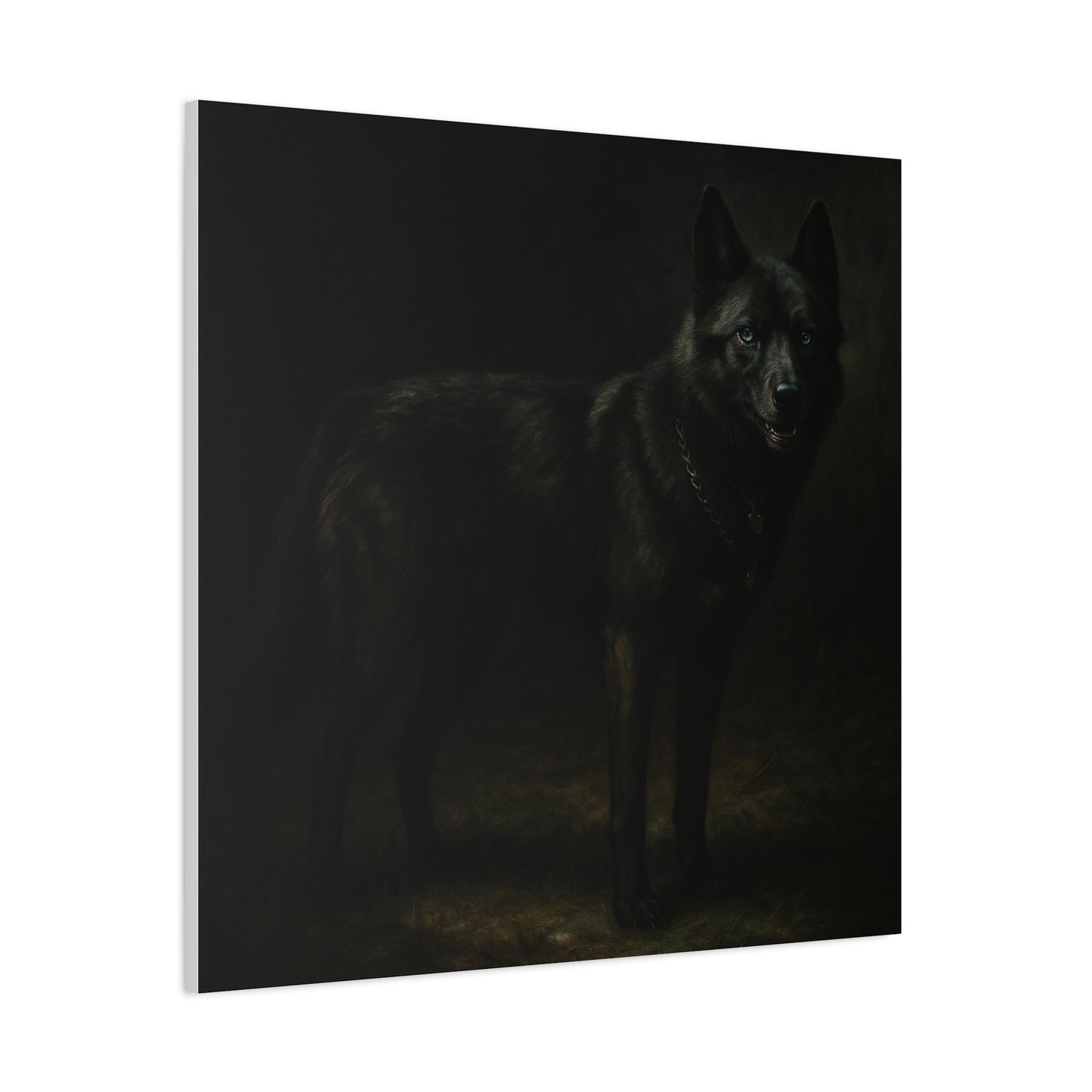 Odin – The Dark Majesty” Premium Poster Print, Black German Shepherd Canvas Wall Art — Dark Moody Animal Portrait