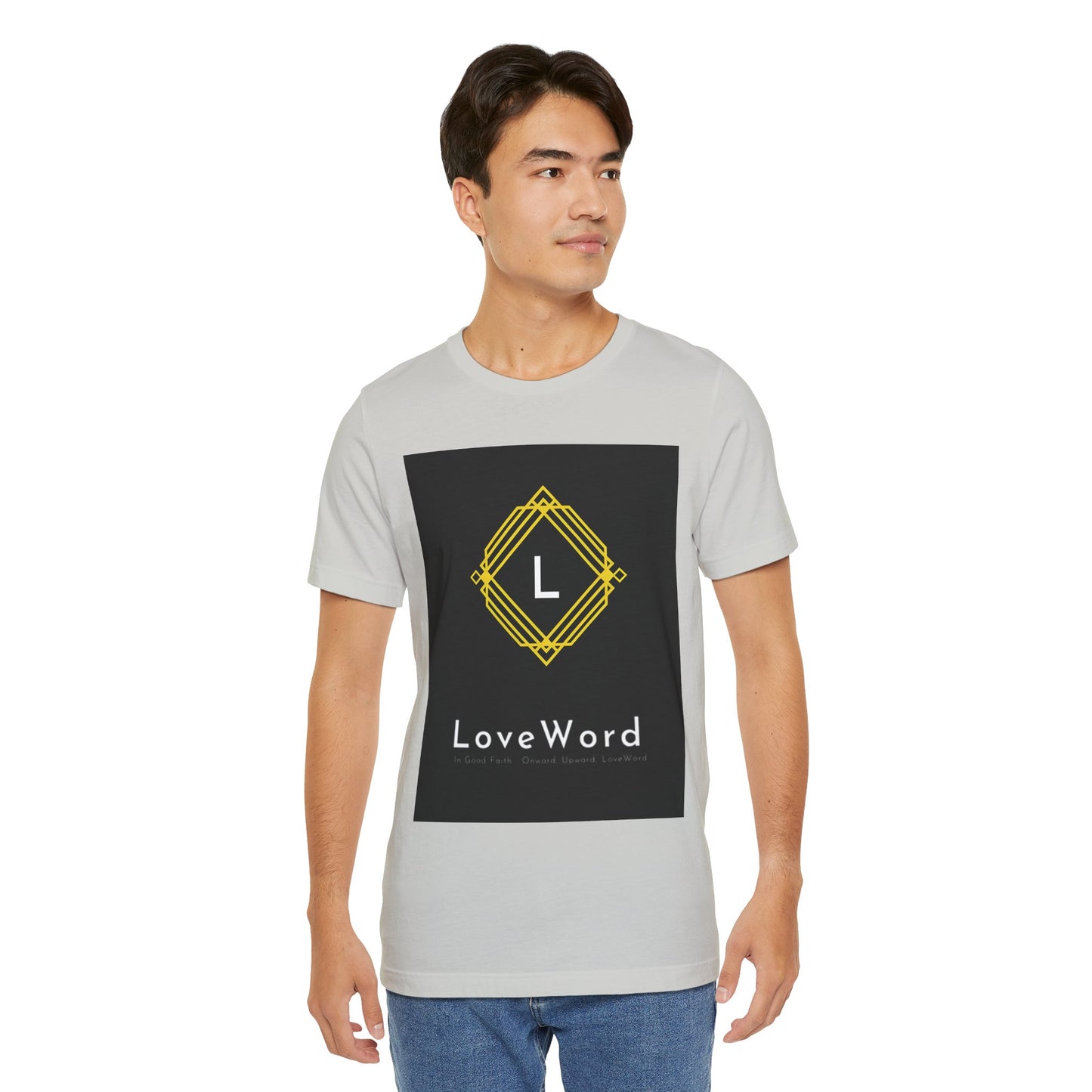 LoveWord Monogram Tee — Geometric Gold Emblem T‑Shirt