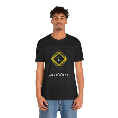 LoveWord Monogram Tee — Geometric Gold Emblem T‑Shirt