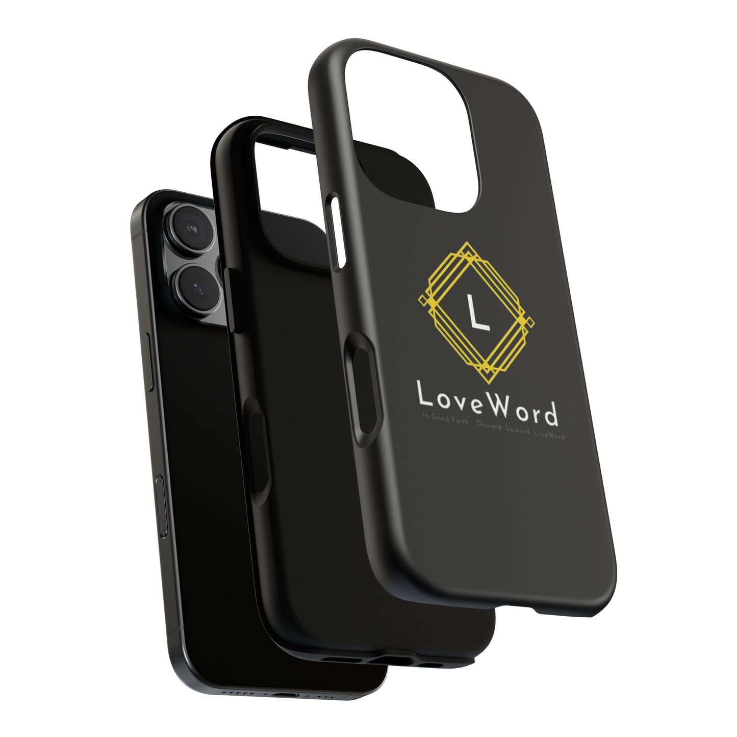 LoveWord Monogram Tough Phone Case — Black Protective iPhone Cover