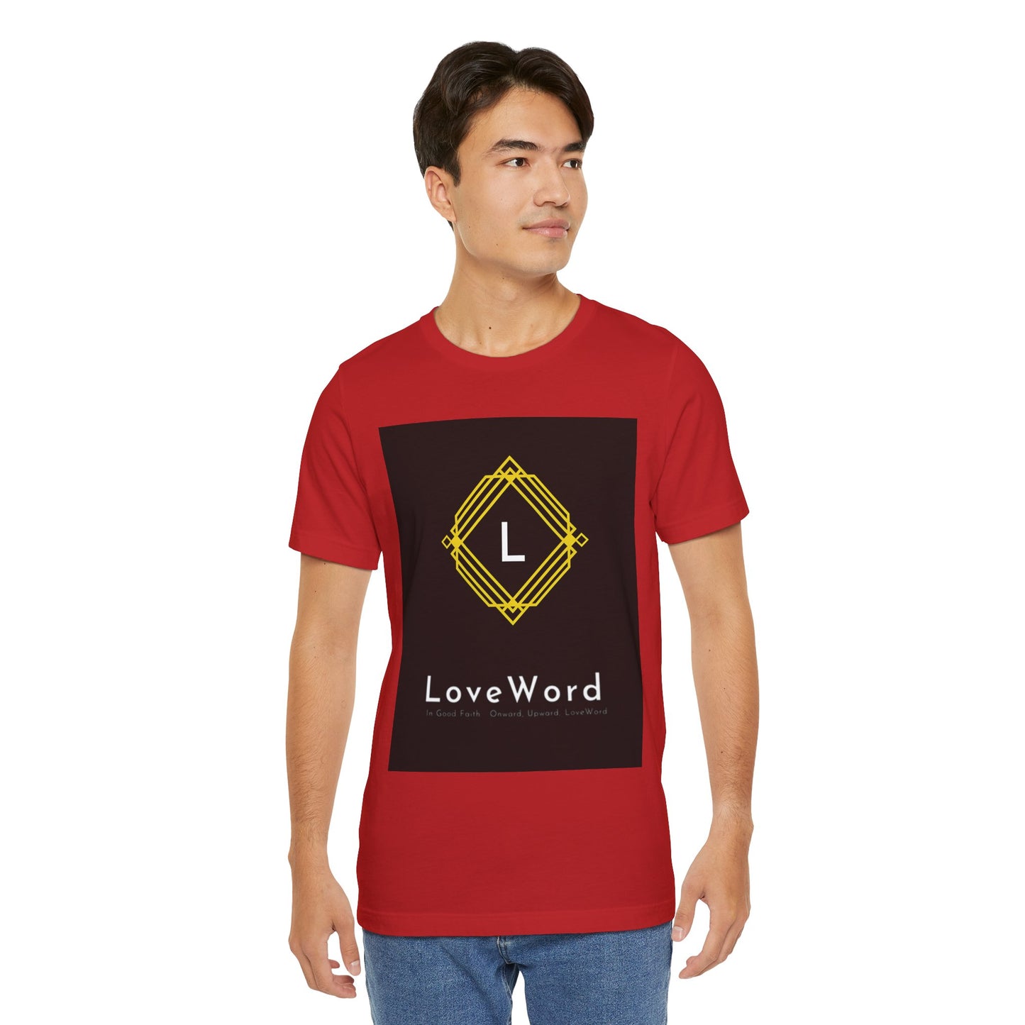 LoveWord Monogram Tee — Geometric Gold Emblem T‑Shirt
