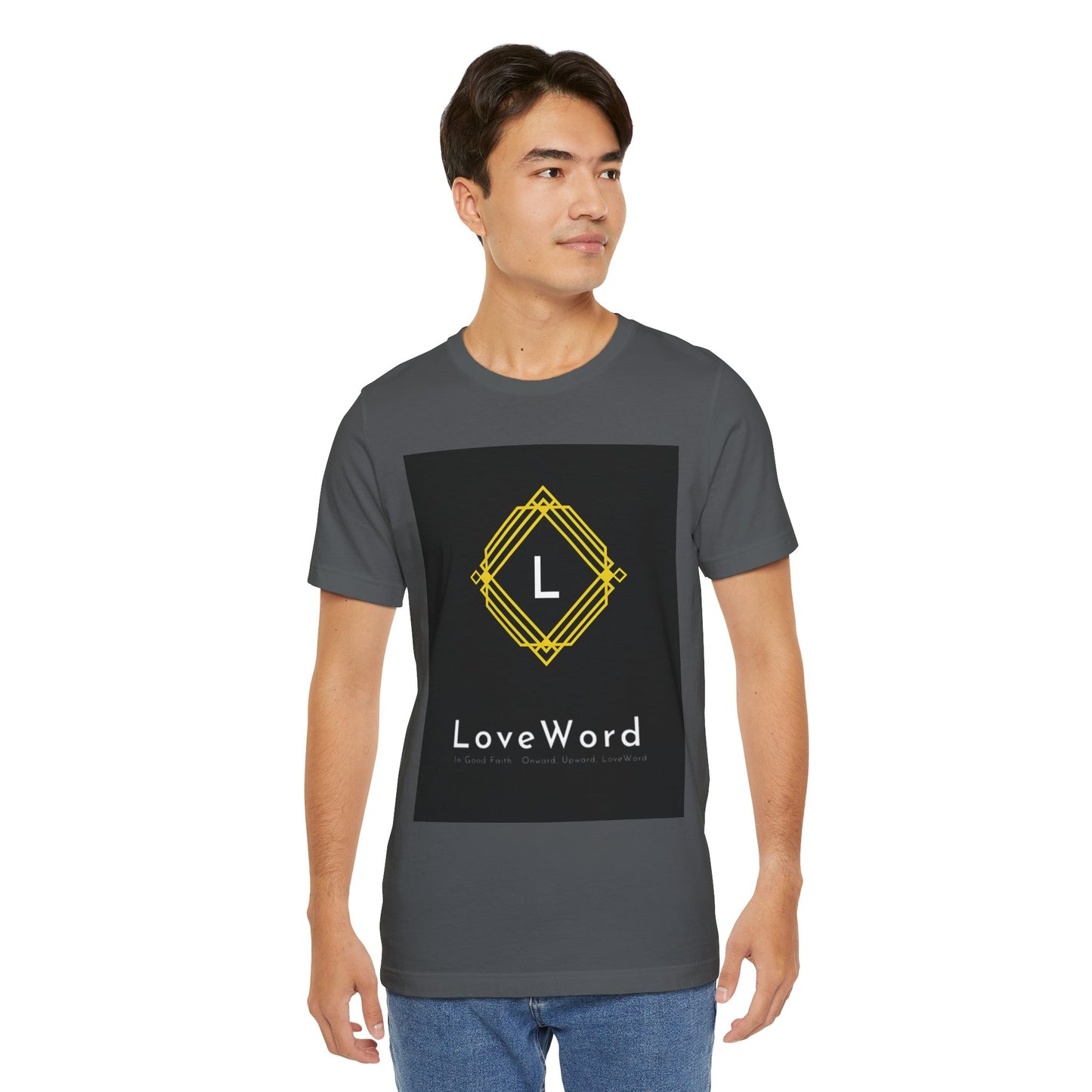 LoveWord Monogram Tee — Geometric Gold Emblem T‑Shirt