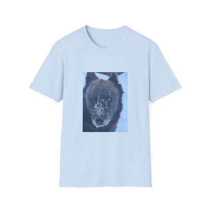 Wolf Face T‑Shirt  Frosty Snow Dog Portrait Tee