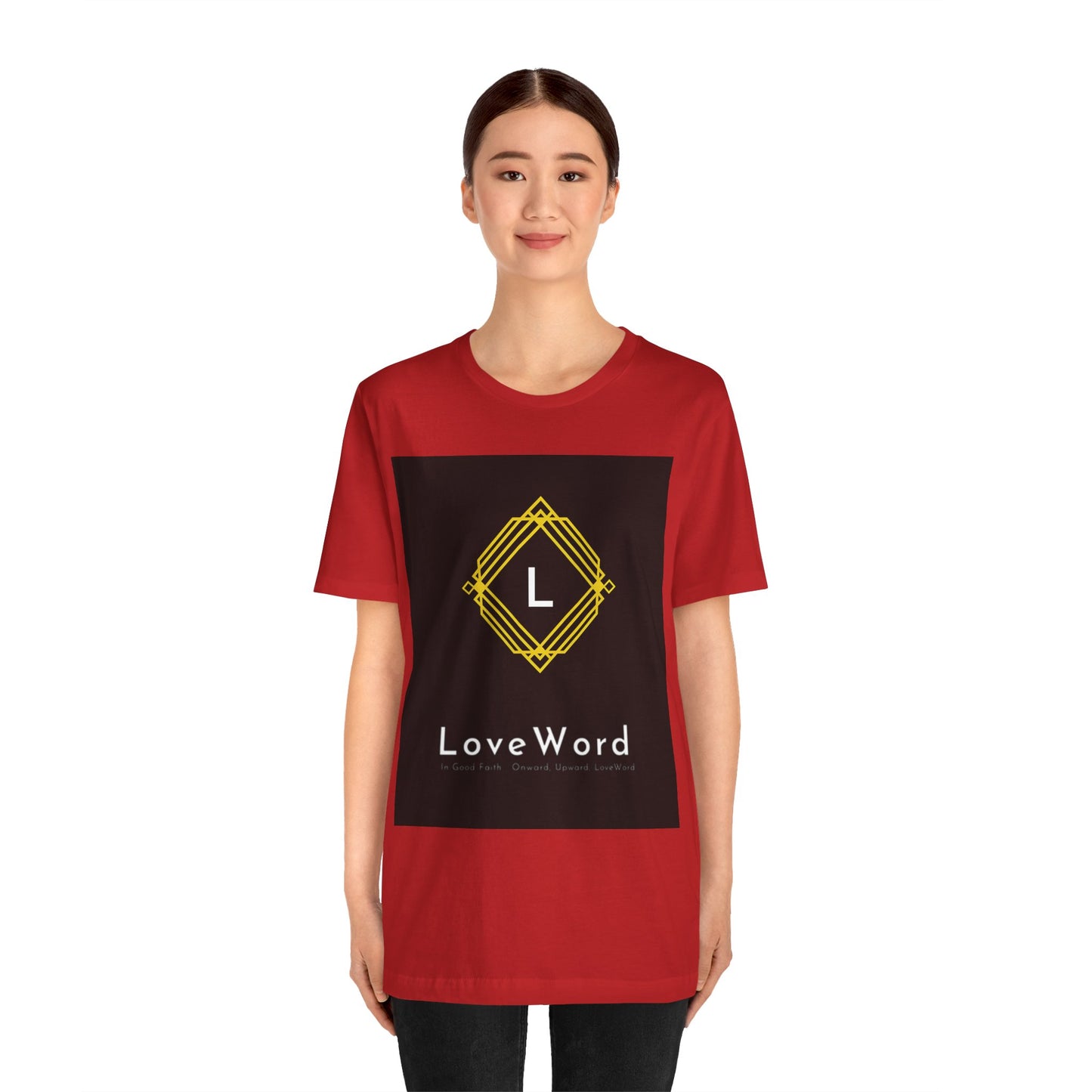 LoveWord Monogram Tee — Geometric Gold Emblem T‑Shirt
