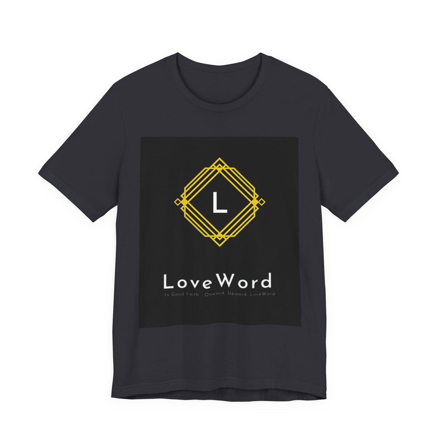 LoveWord Monogram Tee — Geometric Gold Emblem T‑Shirt
