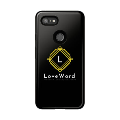 LoveWord Monogram Tough Phone Case — Black Protective iPhone Cover