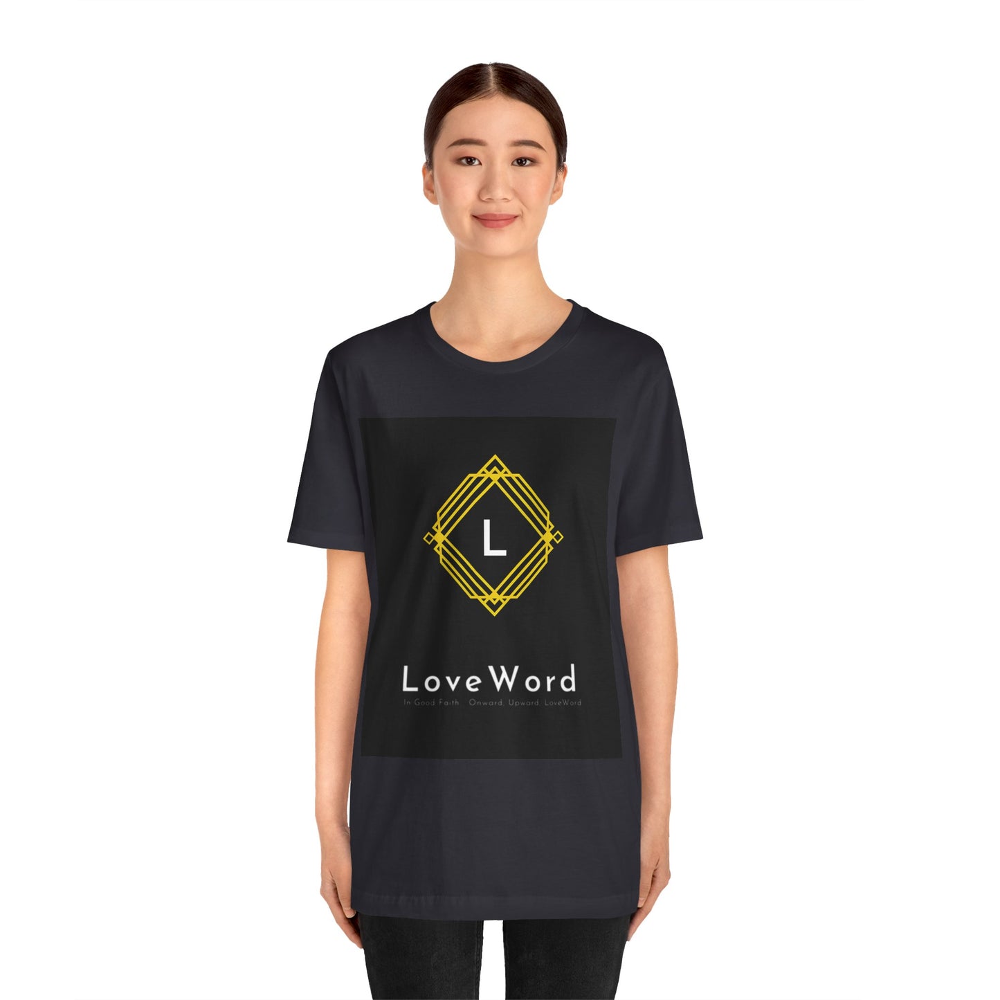 LoveWord Monogram Tee — Geometric Gold Emblem T‑Shirt