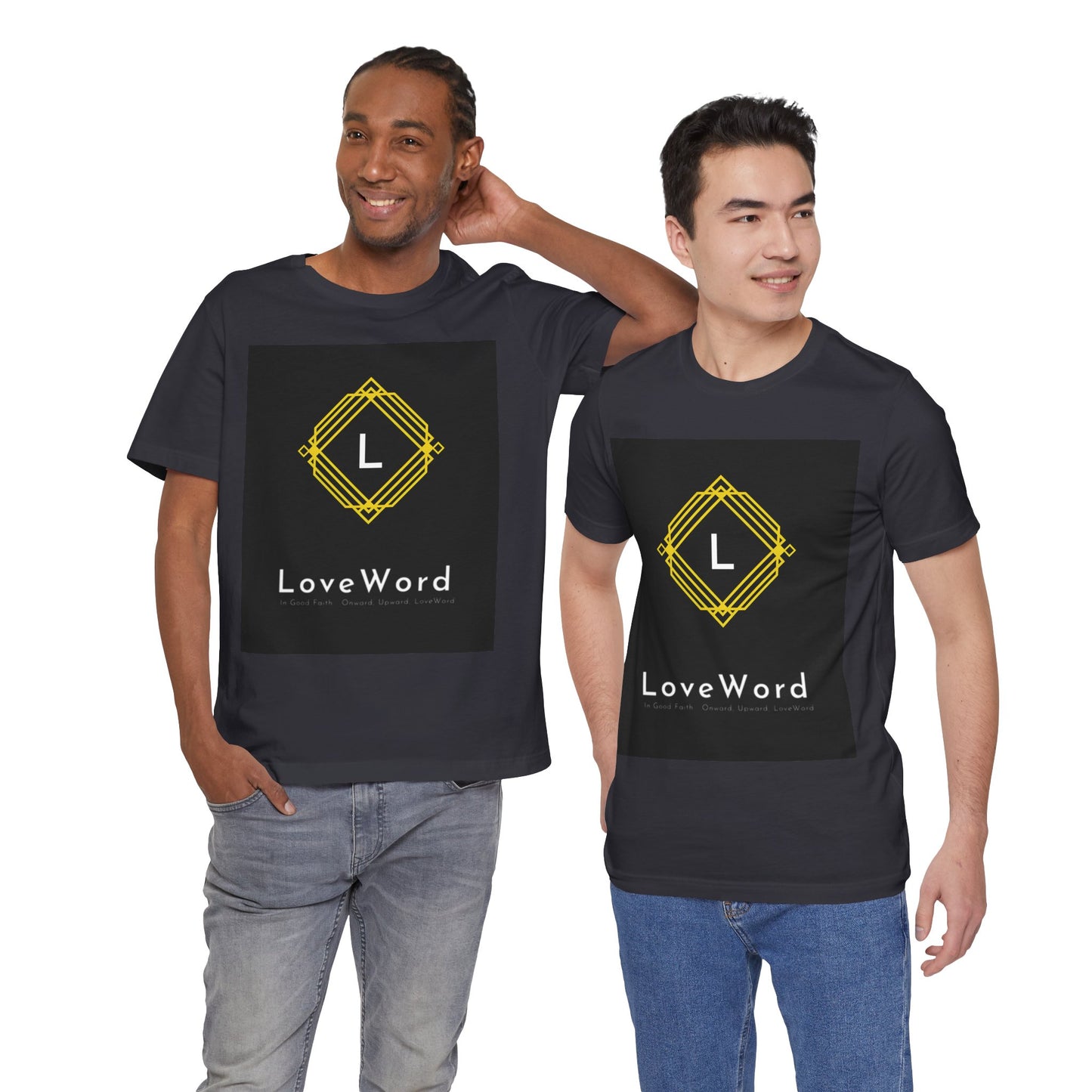 LoveWord Monogram Tee — Geometric Gold Emblem T‑Shirt