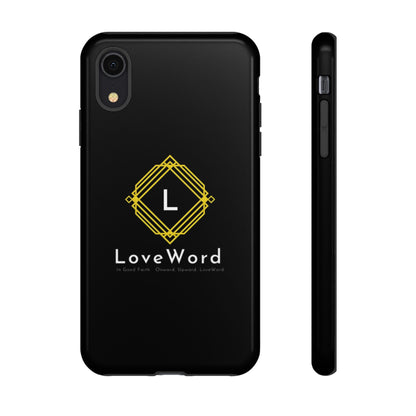 LoveWord Monogram Tough Phone Case — Black Protective iPhone Cover