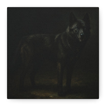 Odin – The Dark Majesty” Premium Poster Print, Black German Shepherd Canvas Wall Art — Dark Moody Animal Portrait