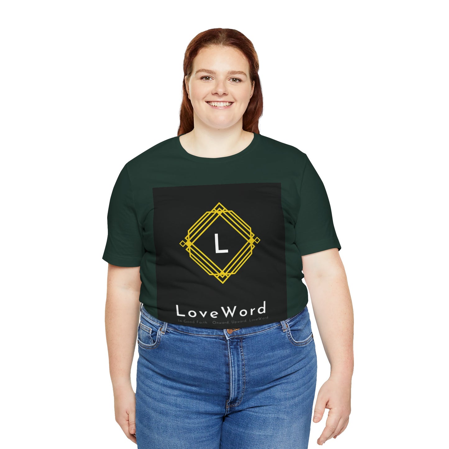 LoveWord Monogram Tee — Geometric Gold Emblem T‑Shirt