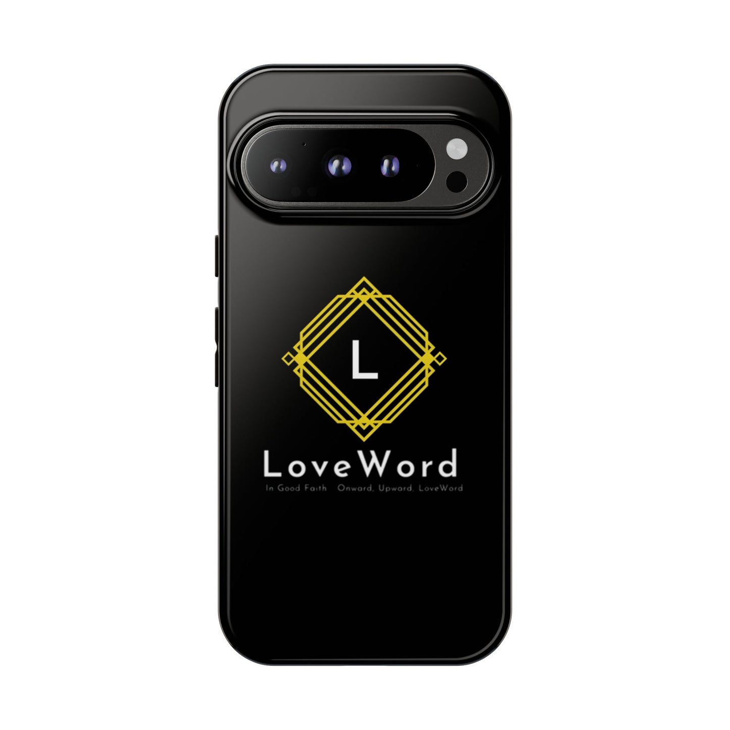 LoveWord Monogram Tough Phone Case — Black Protective iPhone Cover