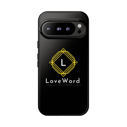 LoveWord Monogram Tough Phone Case — Black Protective iPhone Cover