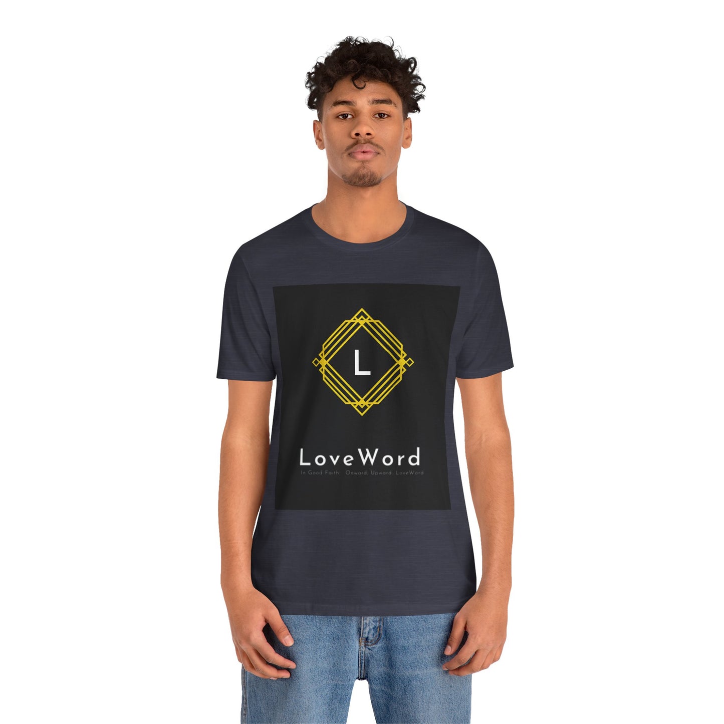 LoveWord Monogram Tee — Geometric Gold Emblem T‑Shirt
