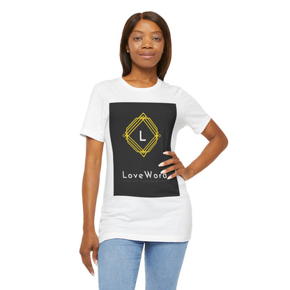LoveWord Monogram Tee — Geometric Gold Emblem T‑Shirt