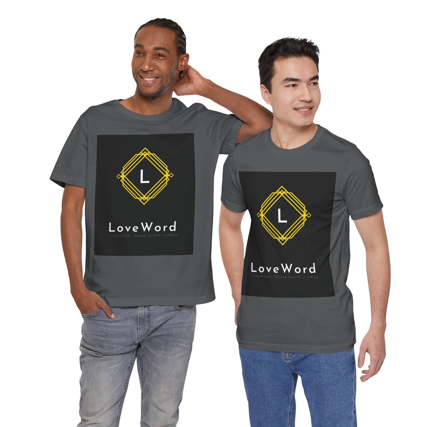 LoveWord Monogram Tee — Geometric Gold Emblem T‑Shirt