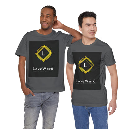 LoveWord Monogram Tee — Geometric Gold Emblem T‑Shirt