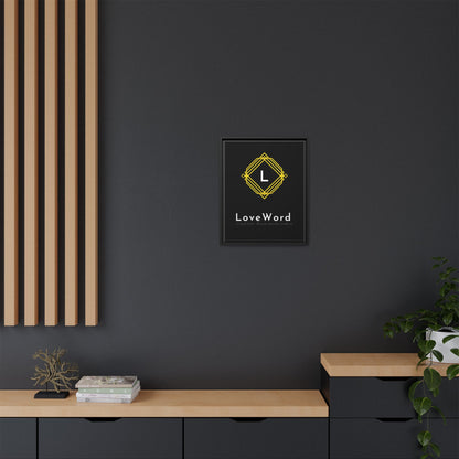 Framed Matte Canvas Art – LoveWord Gold Emblem on Black