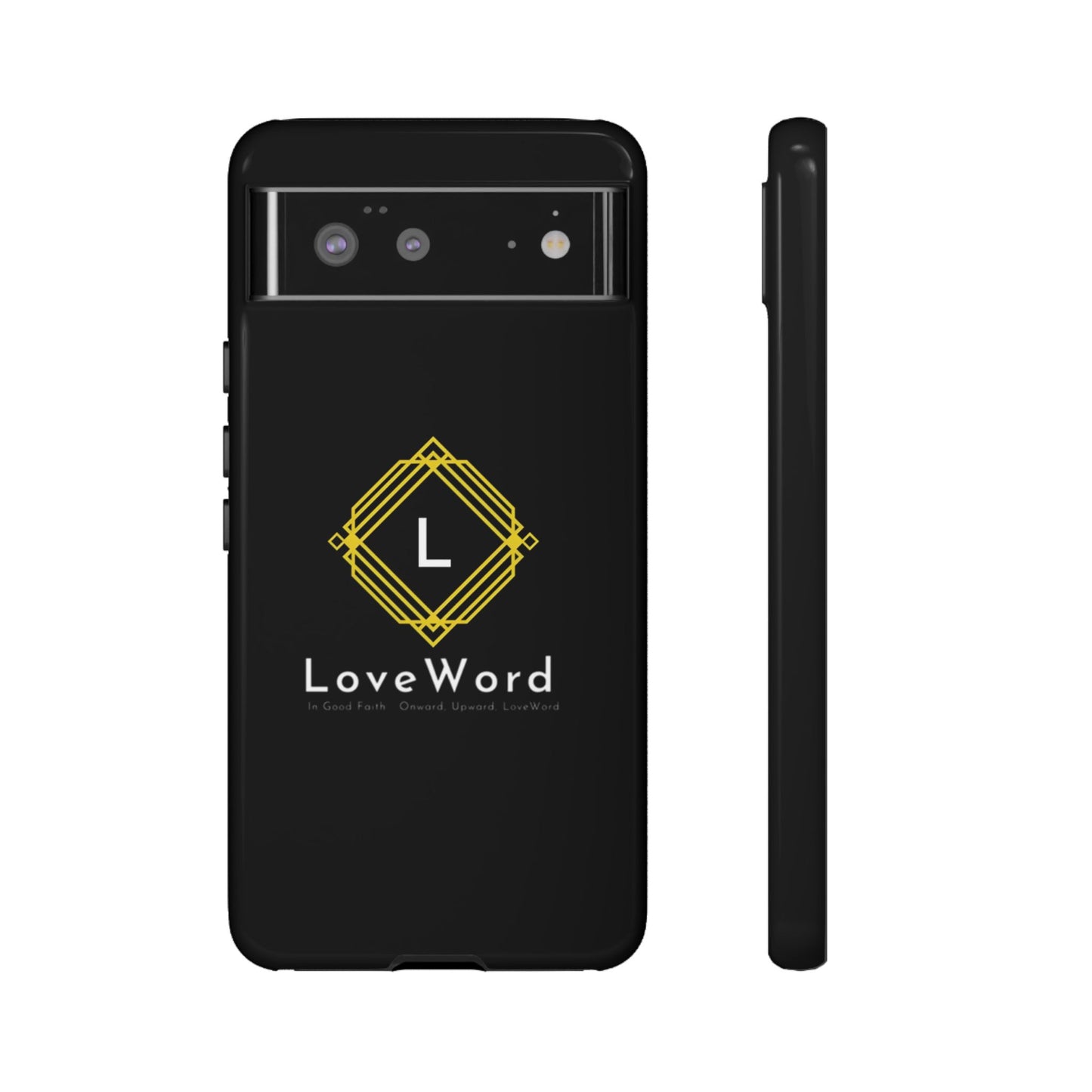 LoveWord Monogram Tough Phone Case — Black Protective iPhone Cover