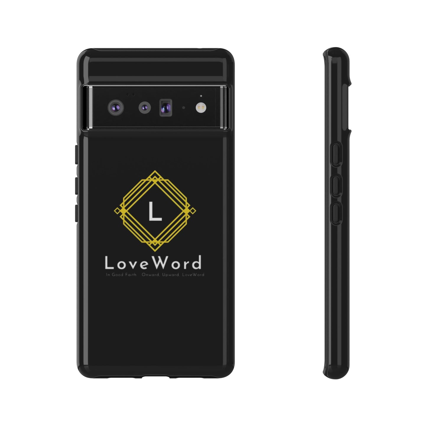 LoveWord Monogram Tough Phone Case — Black Protective iPhone Cover