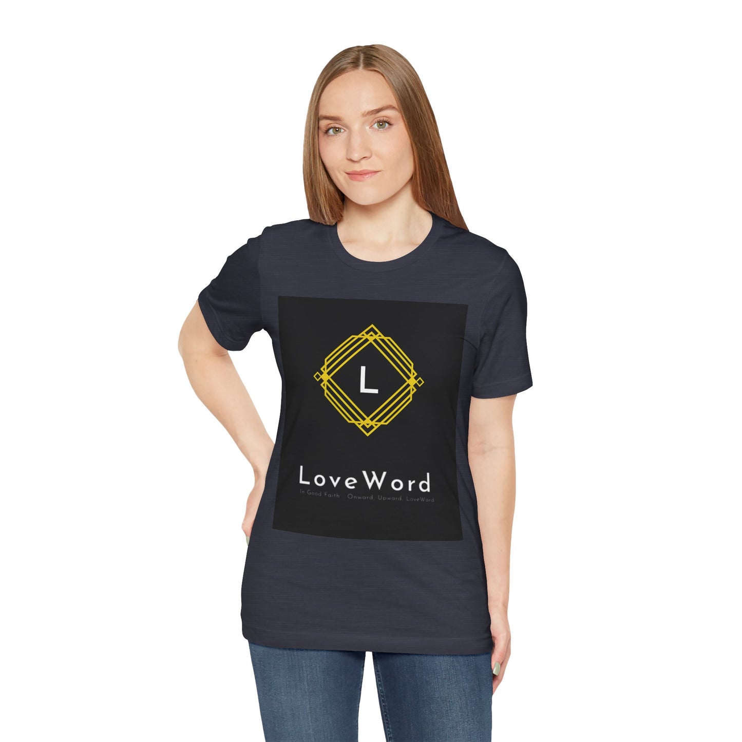 LoveWord Monogram Tee — Geometric Gold Emblem T‑Shirt
