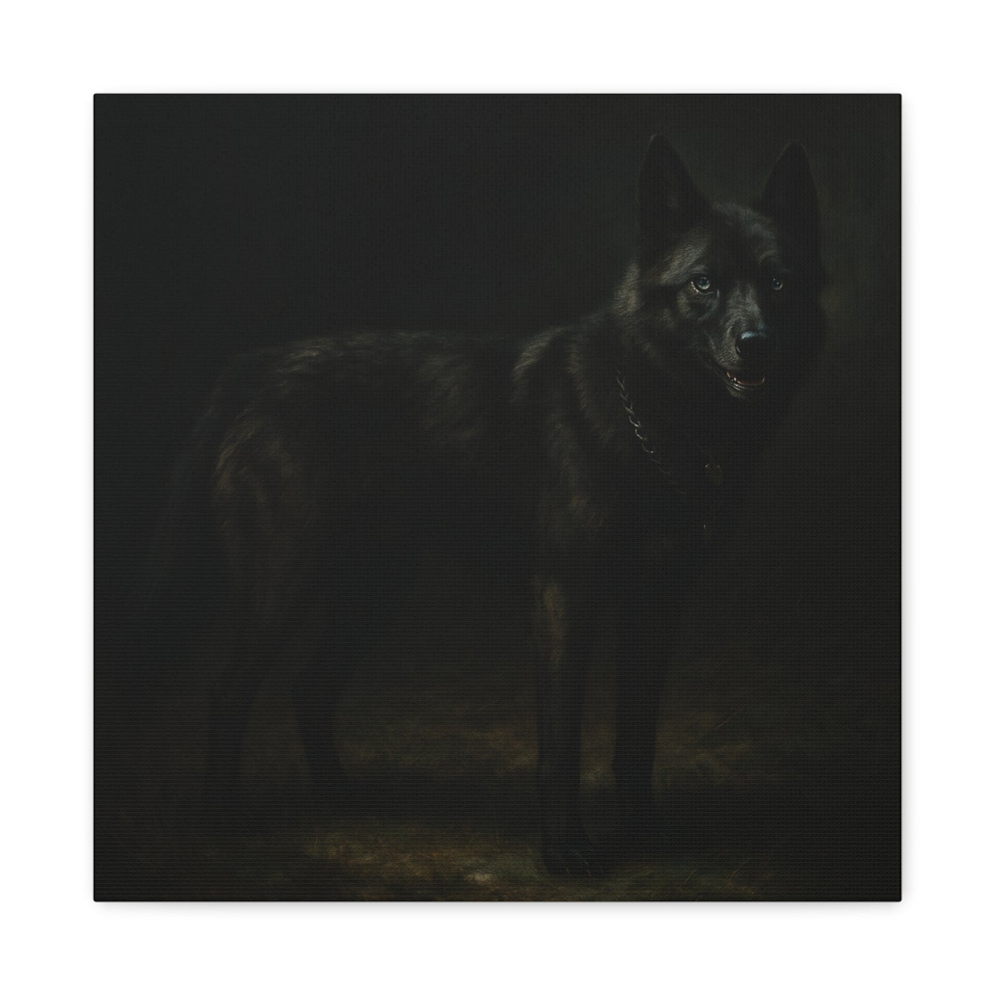 Odin – The Dark Majesty” Premium Poster Print, Black German Shepherd Canvas Wall Art — Dark Moody Animal Portrait