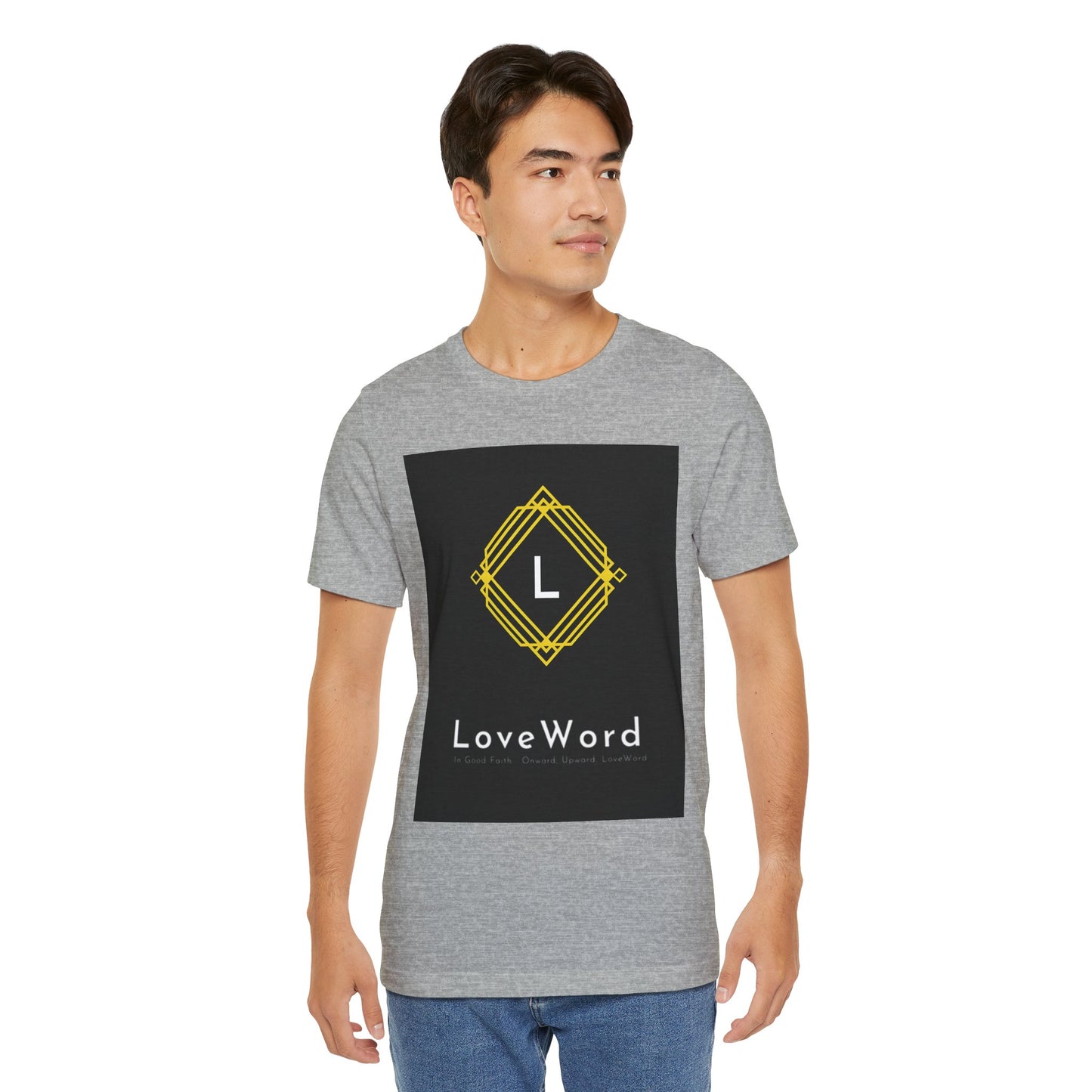 LoveWord Monogram Tee — Geometric Gold Emblem T‑Shirt