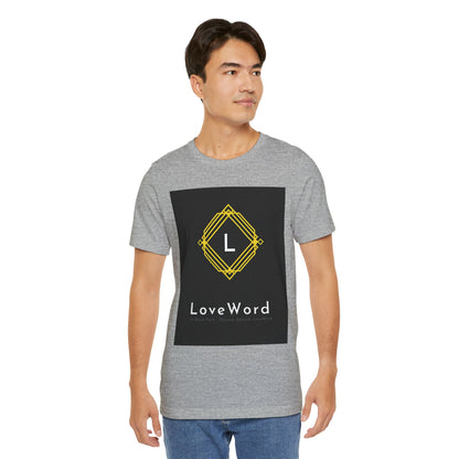 LoveWord Monogram Tee — Geometric Gold Emblem T‑Shirt