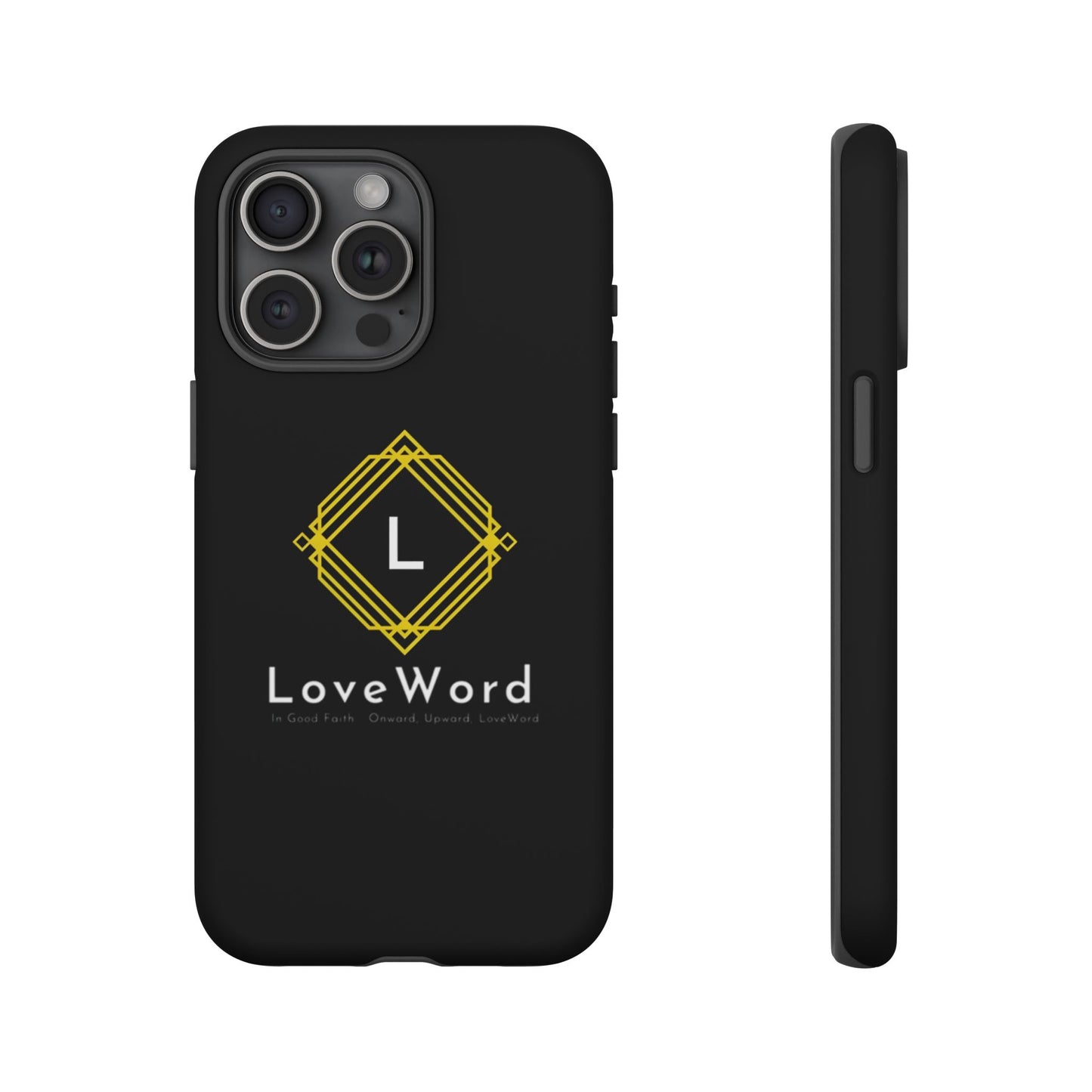 LoveWord Monogram Tough Phone Case — Black Protective iPhone Cover