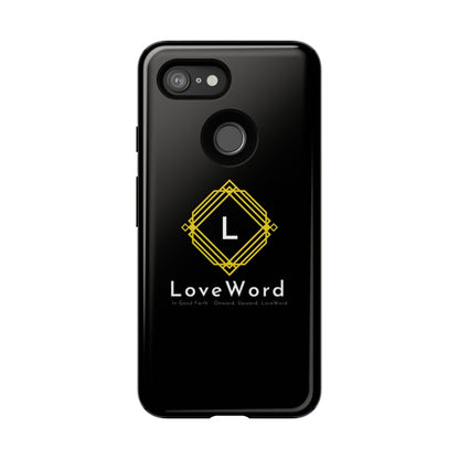 LoveWord Monogram Tough Phone Case — Black Protective iPhone Cover
