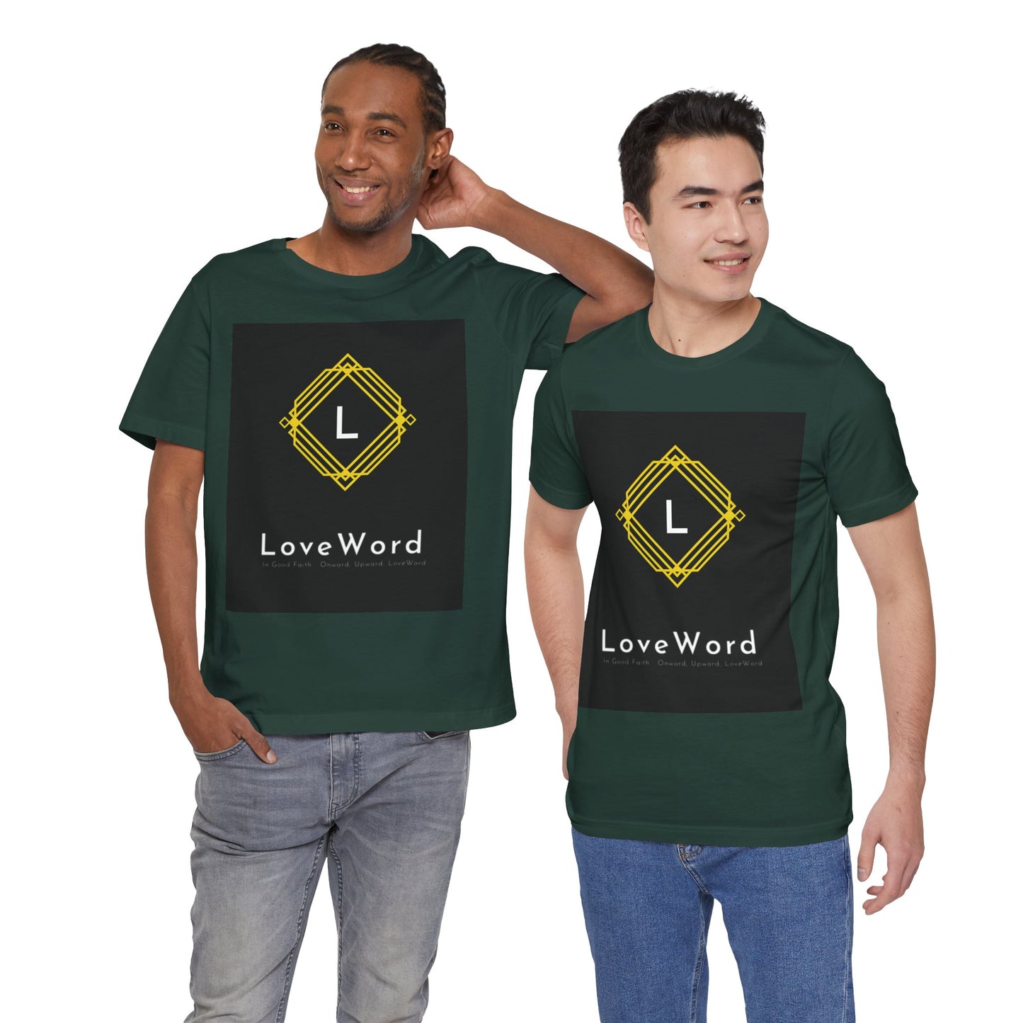 LoveWord Monogram Tee — Geometric Gold Emblem T‑Shirt