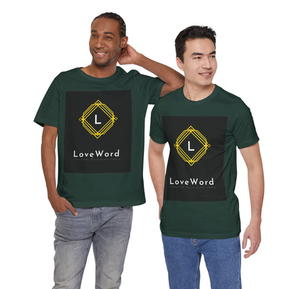 LoveWord Monogram Tee — Geometric Gold Emblem T‑Shirt