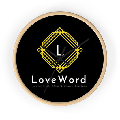 LoveWord Logo Wall Clock — Modern Black & Gold Decorative Clock