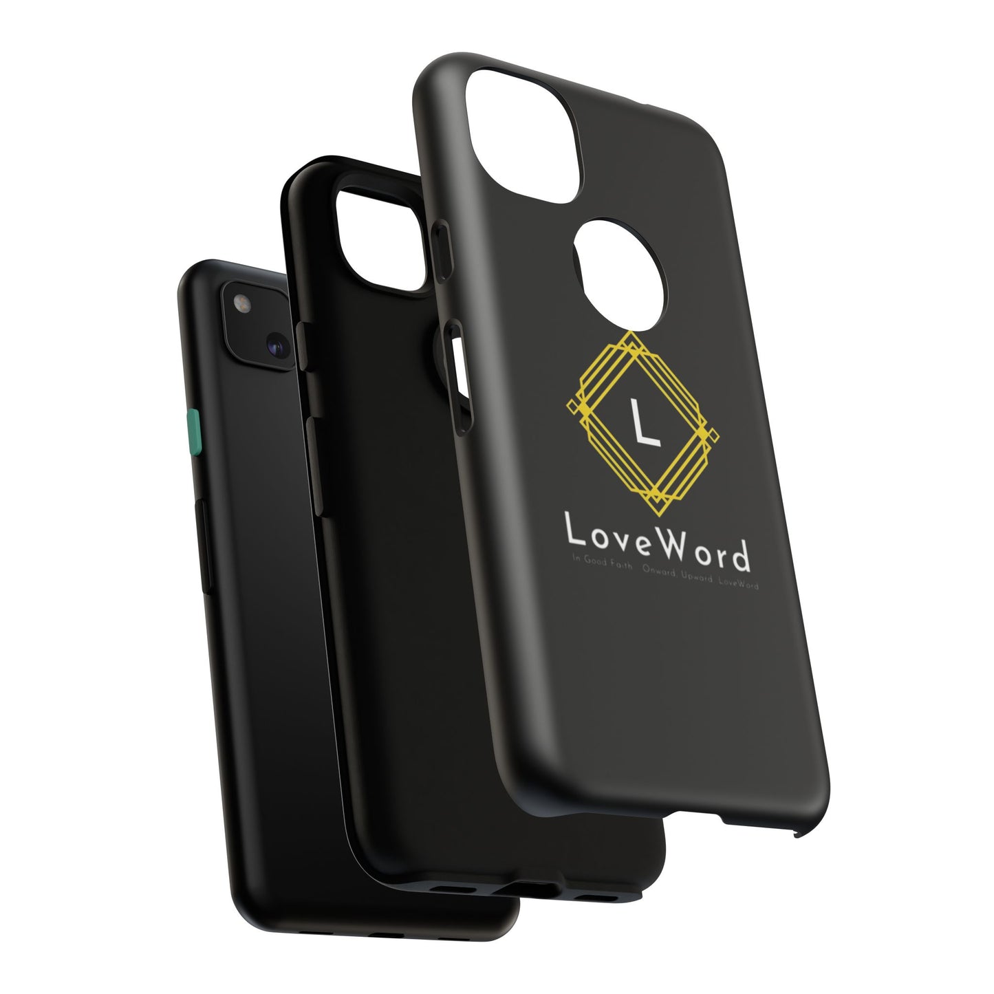 LoveWord Monogram Tough Phone Case — Black Protective iPhone Cover