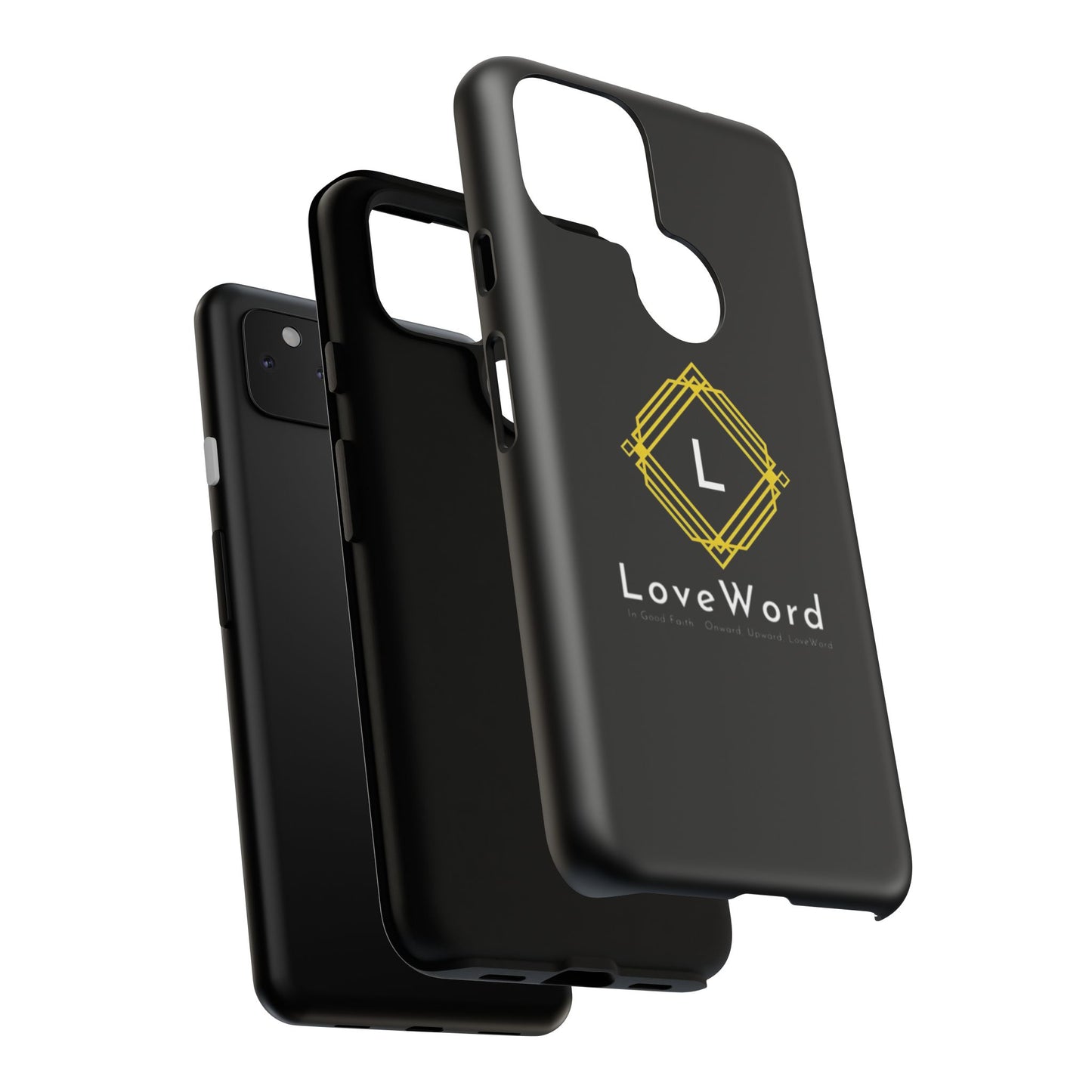 LoveWord Monogram Tough Phone Case — Black Protective iPhone Cover
