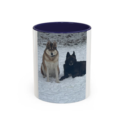 Wolf Pair Accent Coffee Mug  Photo Mug with Huskies in Snow (11/15 oz)