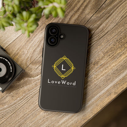 LoveWord Monogram Tough Phone Case — Black Protective iPhone Cover