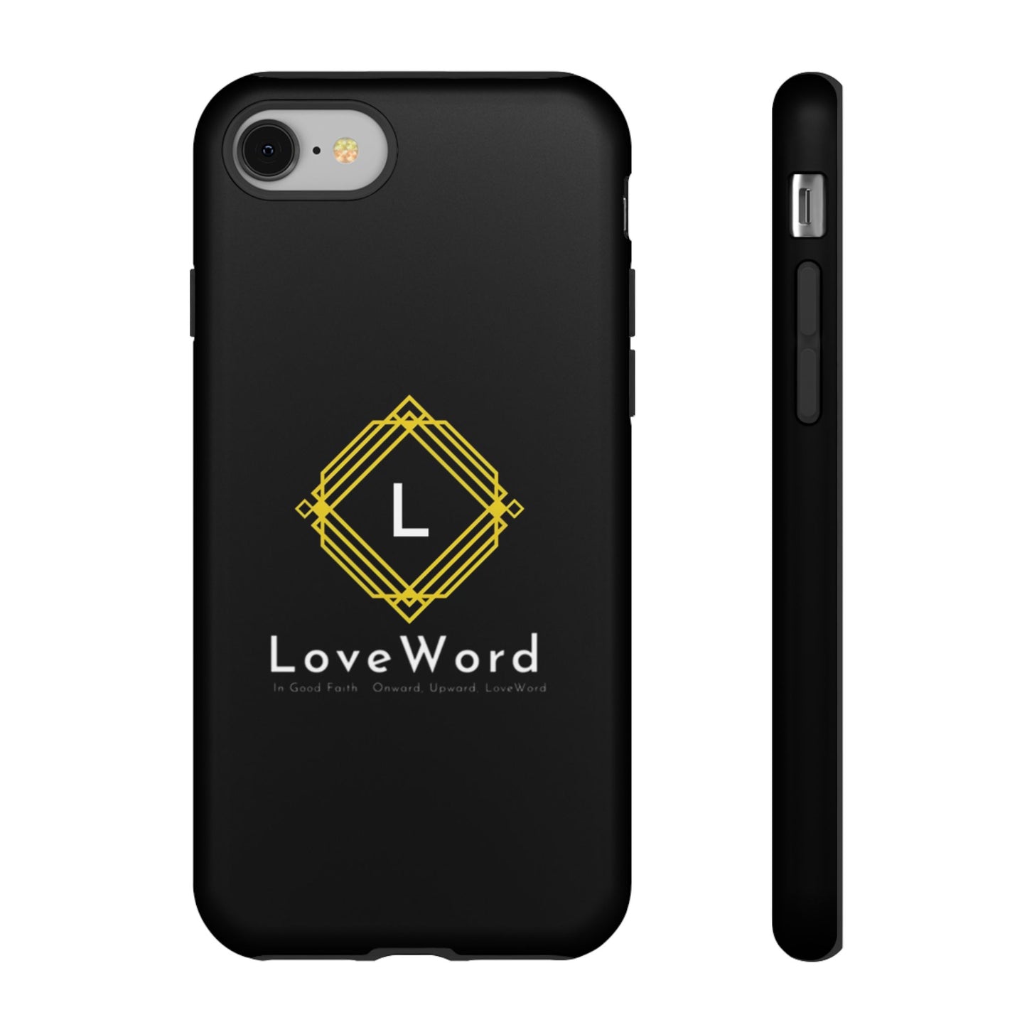 LoveWord Monogram Tough Phone Case — Black Protective iPhone Cover