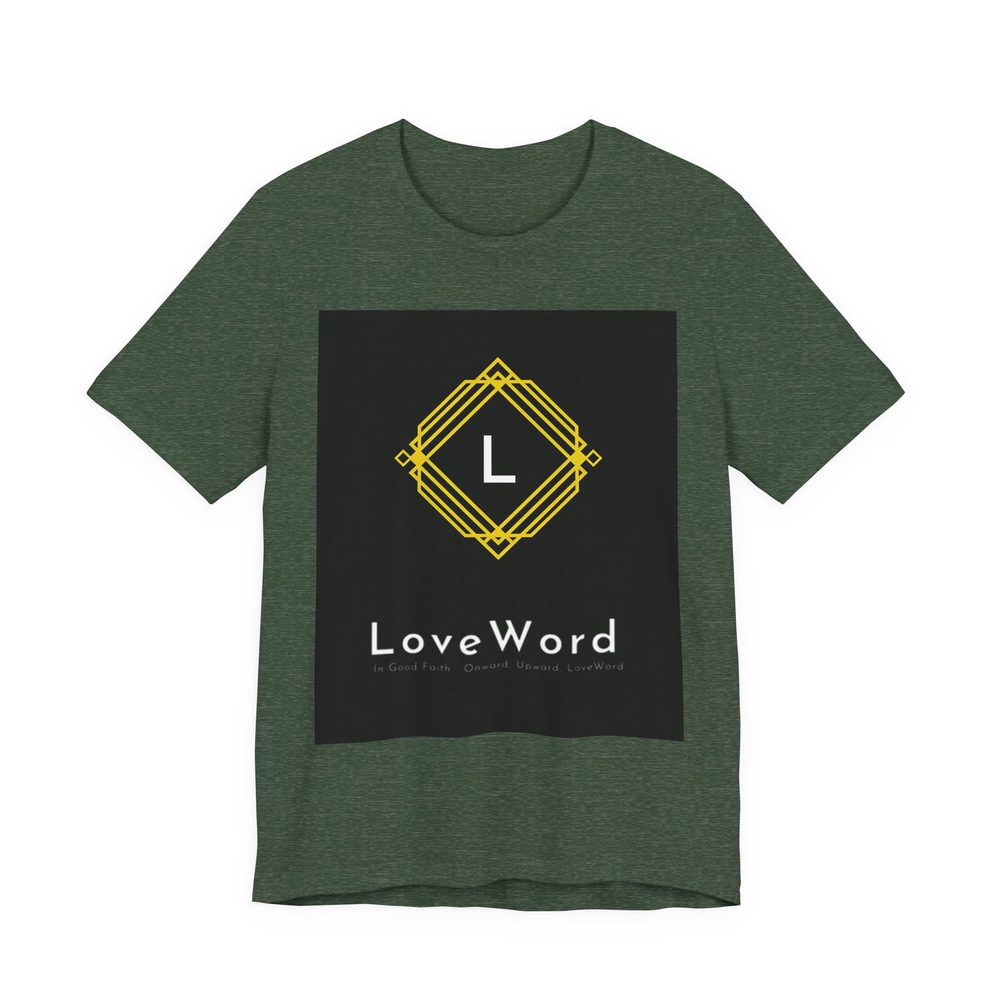LoveWord Monogram Tee — Geometric Gold Emblem T‑Shirt